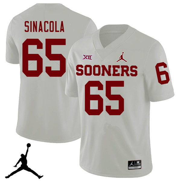 Jordan Brand Men #65 Mario Sinacola Oklahoma Sooners 2018 College Football Jerseys Sale-White - Click Image to Close